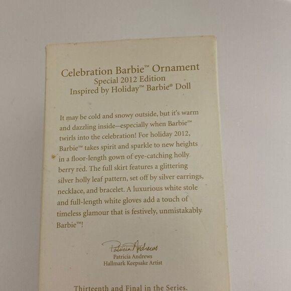 Hallmark Keepsake Red Special 2012 Edition Series Celebration Barbie Ornament OS - Picture 4 of 12